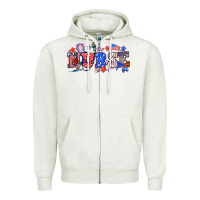 Oatmeal Heather 4th of july nurse Zipper Hoodie - NancyCooperArtShop