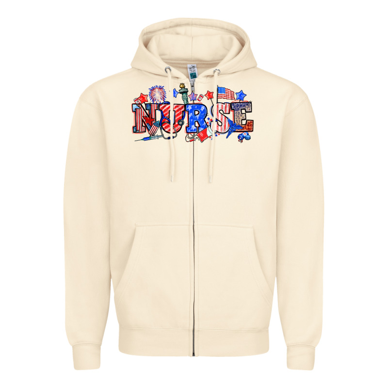 4th Of July Nurse Zipper Hoodie by NancyCooperArtShop | Teevron
