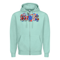 Seafoam 4th of july nurse Zipper Hoodie - NancyCooperArtShop