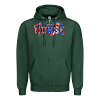 Sports Green 4th of july nurse Zipper Hoodie - NancyCooperArtShop