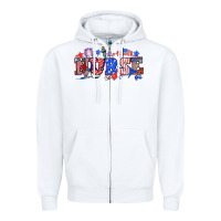 White 4th of july nurse Zipper Hoodie - NancyCooperArtShop