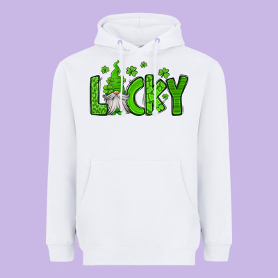 Lucky Gnome St Patricks Day Heavyweight Hoodie Designed By Jasminsmagicworld