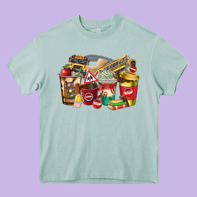 School Bus Driver Coffee Cups Heavy Core Tee Designed By Texasbilliewilder