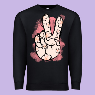 Floral Peace Sign Premium Sweatshirt Designed By Jasminsmagicworld