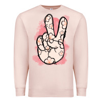 Pale Pink Floral Peace Sign Premium Sweatshirt - Jasminsmagicworld