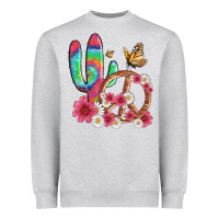 Heather Grey cactus peace sign flowers and butterflys Heavyweight Sweatshirt - Artiststas