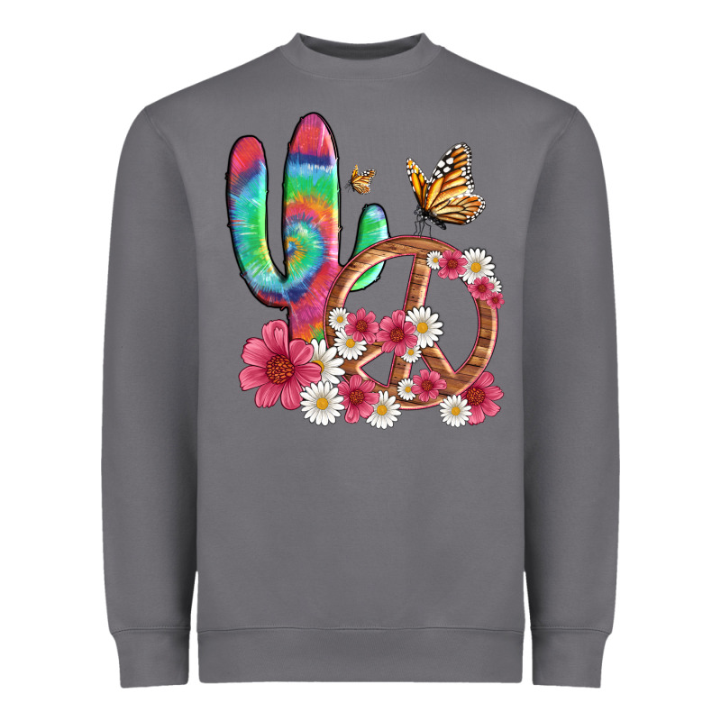 Cactus Peace Sign Flowers And Butterflys Heavyweight Sweatshirt by Artiststas | Teevron