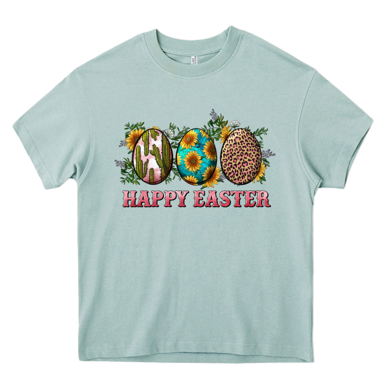 Happy Easter Eggs With Sunflower Leopard And Cactus Heavy Core Tee by RanaPortraitStore | Teevron