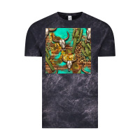 Cloud Black western bull skull and cactus seamless pattern Vintage Tee - BundleAndBundleShop