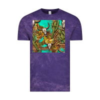 Cloud Purple western bull skull and cactus seamless pattern Vintage Tee - BundleAndBundleShop