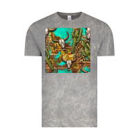 Cloud Rock western bull skull and cactus seamless pattern Vintage Tee - BundleAndBundleShop