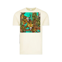 Vintage Arctic western bull skull and cactus seamless pattern Vintage Tee - BundleAndBundleShop