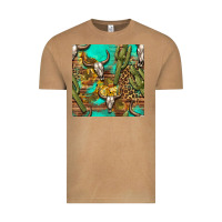 Vintage Camel western bull skull and cactus seamless pattern Vintage Tee - BundleAndBundleShop