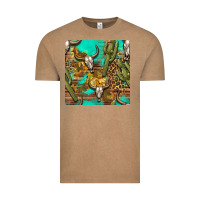 Vintage Coffee western bull skull and cactus seamless pattern Vintage Tee - BundleAndBundleShop