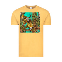 Vintage Mustard western bull skull and cactus seamless pattern Vintage Tee - BundleAndBundleShop