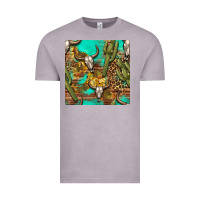 Vintage Zinc western bull skull and cactus seamless pattern Vintage Tee - BundleAndBundleShop
