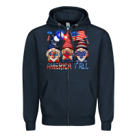 Navy America yall Zipper Hoodie - NancyCooperArtShop