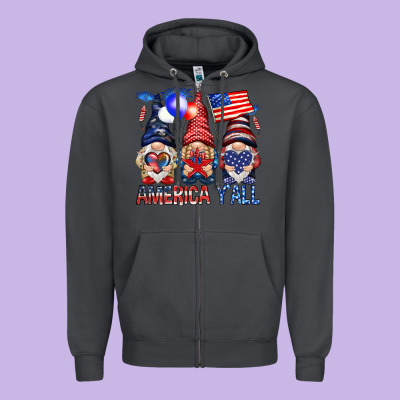 America Yall Zipper Hoodie Designed By Nancycooperartshop