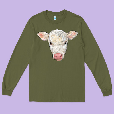 Charolais Calf Face Long Sleeve Tee Designed By Lillyallendesigns