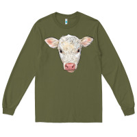 Army Green charolais calf face Long Sleeve Tee - LillyAllenDesigns