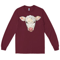 Burgundy charolais calf face Long Sleeve Tee - LillyAllenDesigns