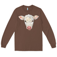 Chestnut charolais calf face Long Sleeve Tee - LillyAllenDesigns