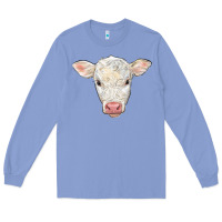 Colony Blue charolais calf face Long Sleeve Tee - LillyAllenDesigns
