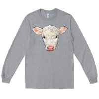 Heather Grey charolais calf face Long Sleeve Tee - LillyAllenDesigns