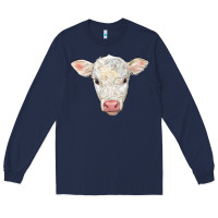 Navy charolais calf face Long Sleeve Tee - LillyAllenDesigns