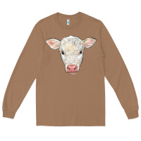 Toasted Coconut charolais calf face Long Sleeve Tee - LillyAllenDesigns