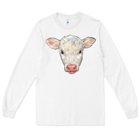 White charolais calf face Long Sleeve Tee - LillyAllenDesigns