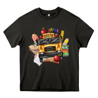 Asphalt school bus driver front Heavy Core Tee - texasbilliewilder