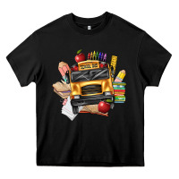 Black school bus driver front Heavy Core Tee - texasbilliewilder