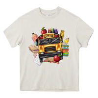 Cream school bus driver front Heavy Core Tee - texasbilliewilder