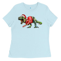 Baby Blue t rex christmas Ladies Tee - RanaPortraitStore