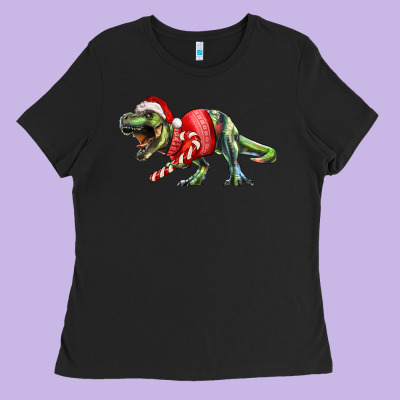 Ladies Tee t rex christmas