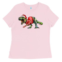 Bubblegum Pink t rex christmas Ladies Tee - RanaPortraitStore