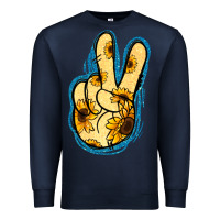 Navy Yellow Glitter Sunflower Peace Sign Premium Sweatshirt - Jasminsmagicworld