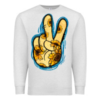 Oatmeal Heather Yellow Glitter Sunflower Peace Sign Premium Sweatshirt - Jasminsmagicworld