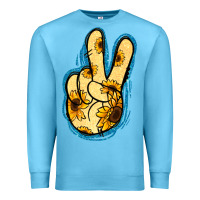 Ocean Blue Yellow Glitter Sunflower Peace Sign Premium Sweatshirt - Jasminsmagicworld