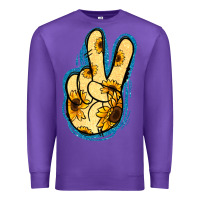 Purple Yellow Glitter Sunflower Peace Sign Premium Sweatshirt - Jasminsmagicworld