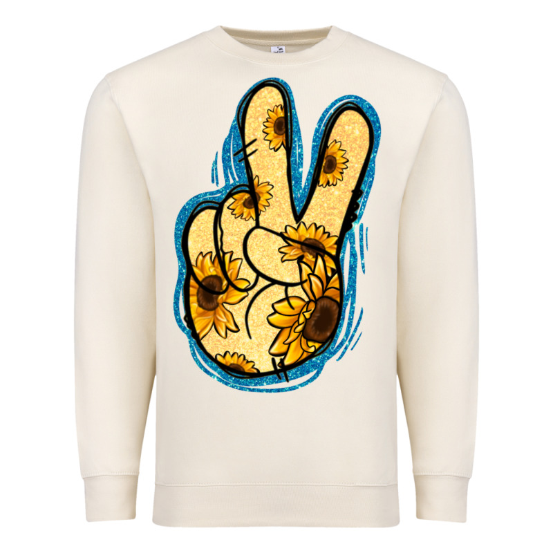 Yellow Glitter Sunflower Peace Sign Premium Sweatshirt by Jasminsmagicworld | Teevron