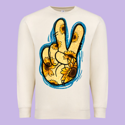 Yellow Glitter Sunflower Peace Sign Premium Sweatshirt Designed By Jasminsmagicworld
