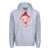 Heather Grey cute pig Premium Hoodie - texasbilliewilder