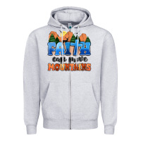 Heather Grey faith can move mountains Zipper Hoodie - MaliasSmallBusiness