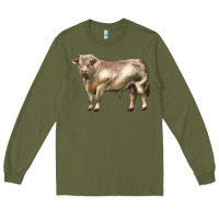 Army Green charolais bull Long Sleeve Tee - LillyAllenDesigns