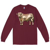 Burgundy charolais bull Long Sleeve Tee - LillyAllenDesigns