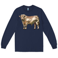 Navy charolais bull Long Sleeve Tee - LillyAllenDesigns