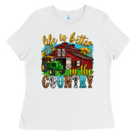 White life is better in the country western Ladies Tee - texasbilliewilder