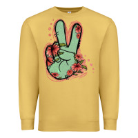 Antique Gold Green Glitter Floral Peace Sign Premium Sweatshirt - Jasminsmagicworld